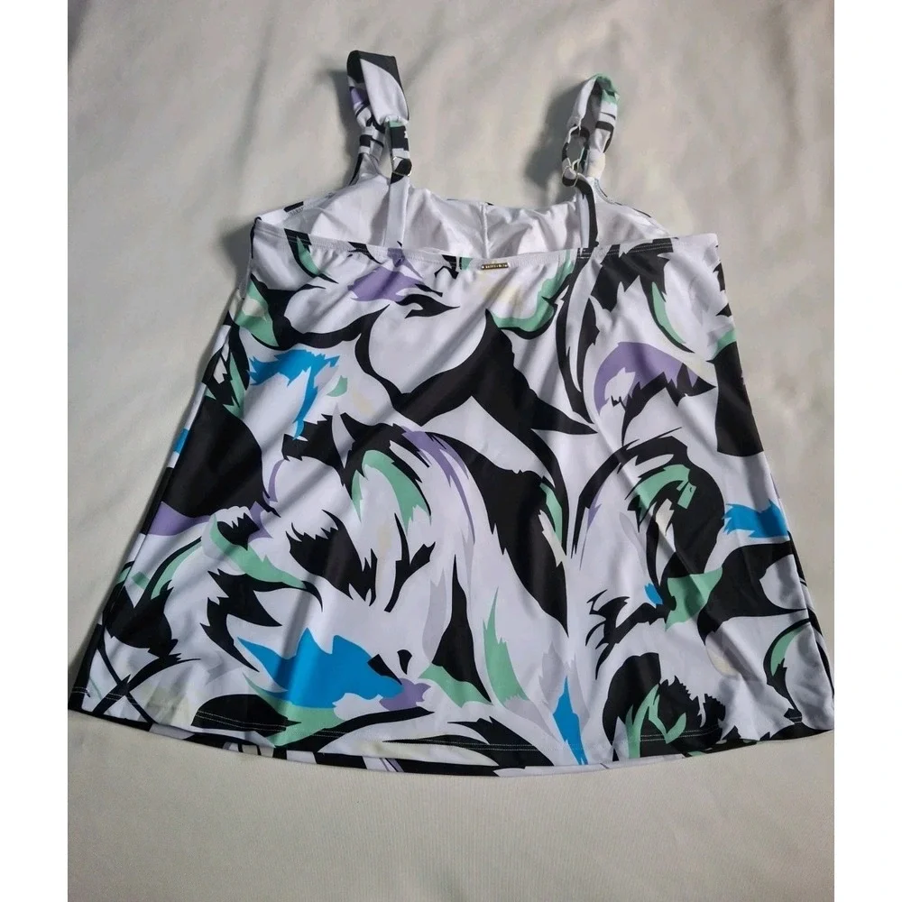 Ocean Blues Floral Tankini Swim Top‎ Women's Size M